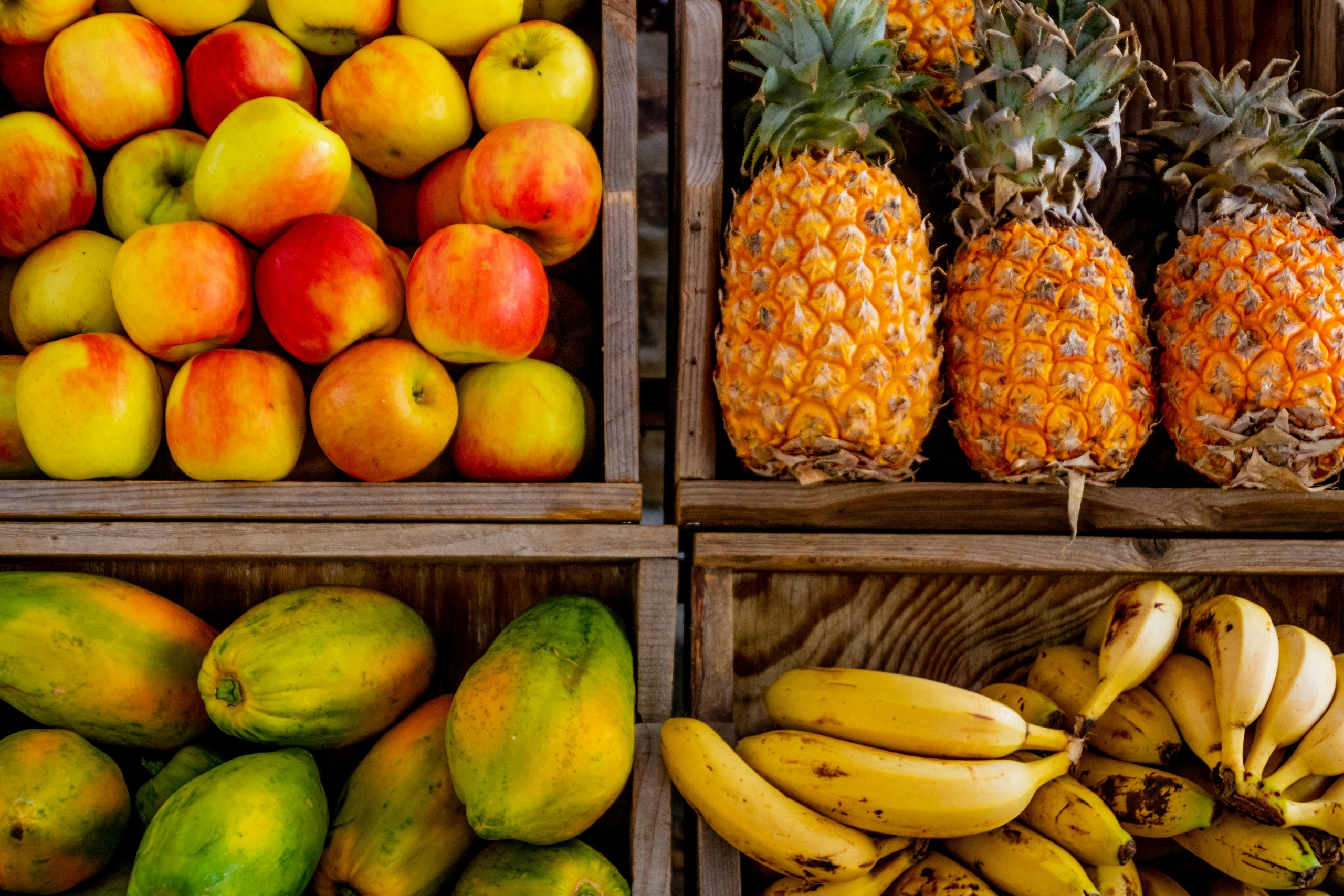 fruits ananas pomme banane mangue